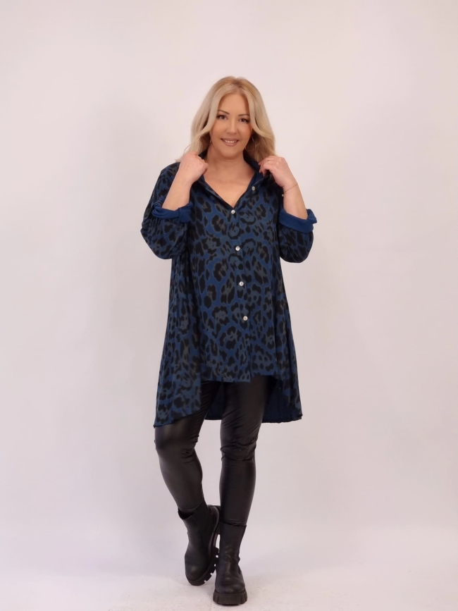 Πουκαμίσα Βισκόζη Animal Print-Καφέ