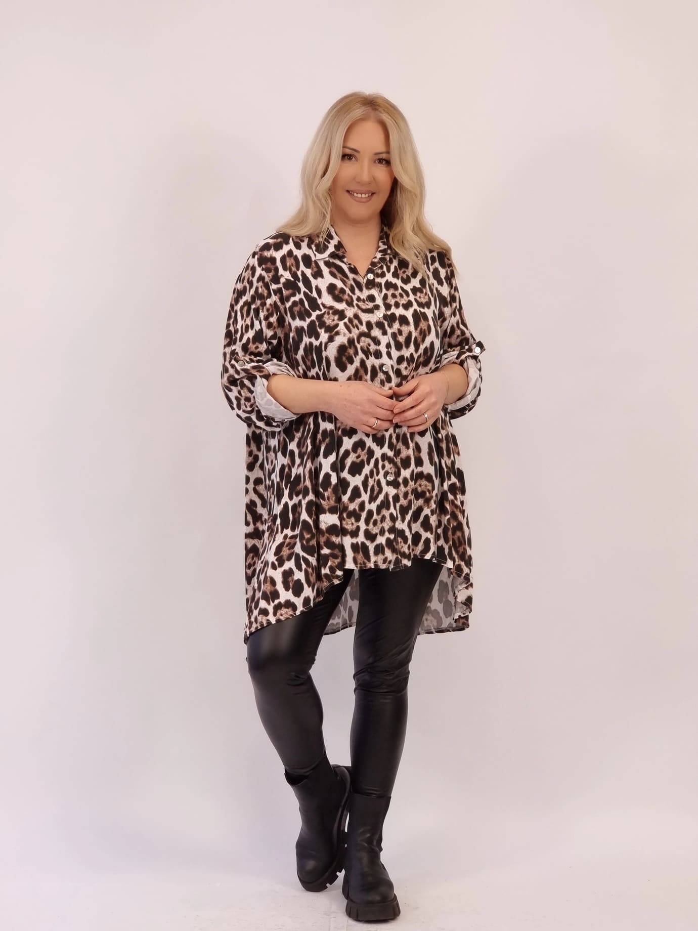 Πουκαμίσα Βισκόζη Animal Print-Καφέ