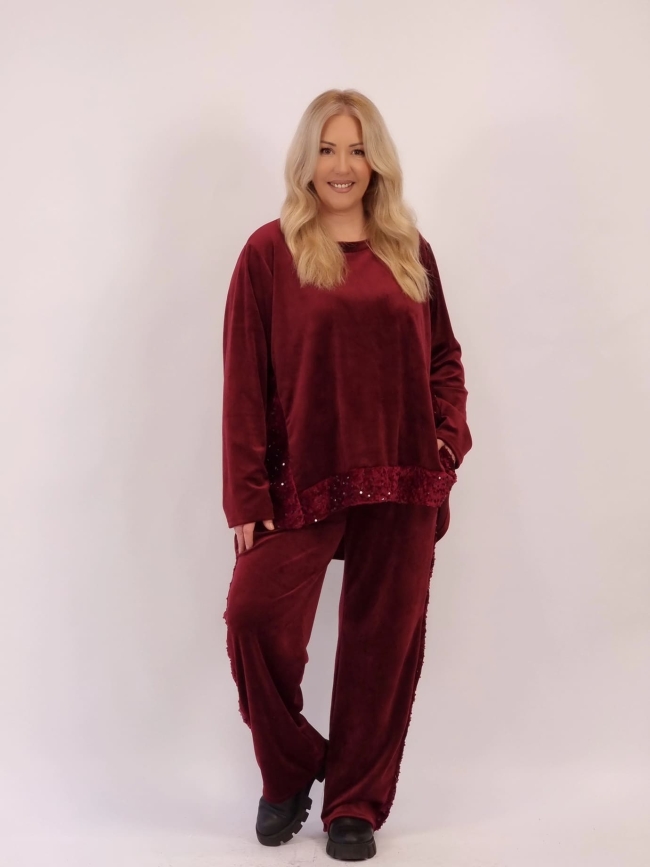 Σετ Παγιέτα Oversize Velvet-Σοκολά Σετ Παγιέτα Oversize Velvet-Σοκολά