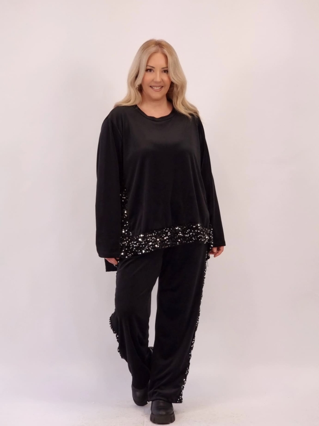 Σετ Παγιέτα Oversize Velvet-Σοκολά