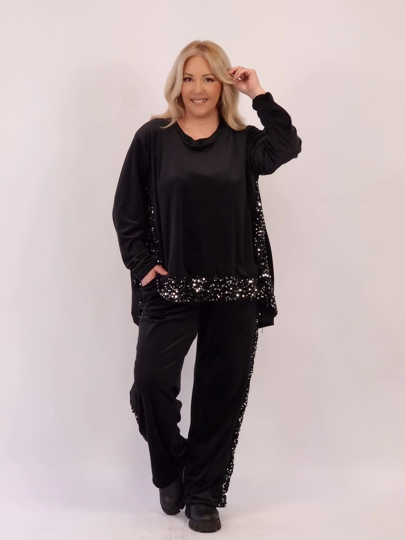 Σετ Παγιέτα Oversize Velvet-Σοκολά Σετ Παγιέτα Oversize Velvet-Σοκολά