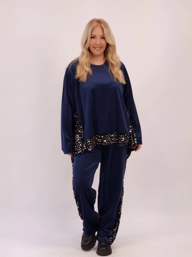 Σετ Παγιέτα Oversize Velvet-Σοκολά