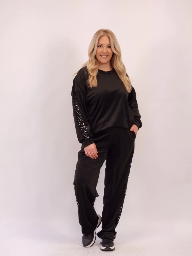 Σετ Μπλούζα Παγιέτα Παντελόνι-Μαύρο