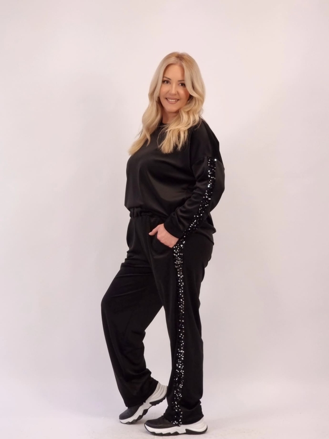 Σετ Μπλούζα Παγιέτα Παντελόνι-Μαύρο