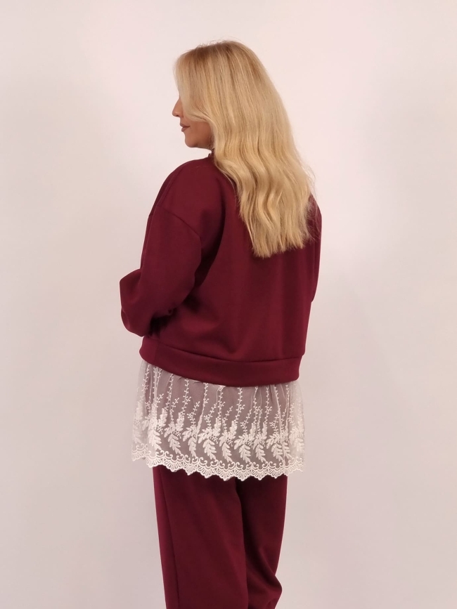 Σετ Μπλούζα Δαντέλα Παντελόνι- Μαύρο Σετ Μπλούζα Δαντέλα Παντελόνι- Μαύρο