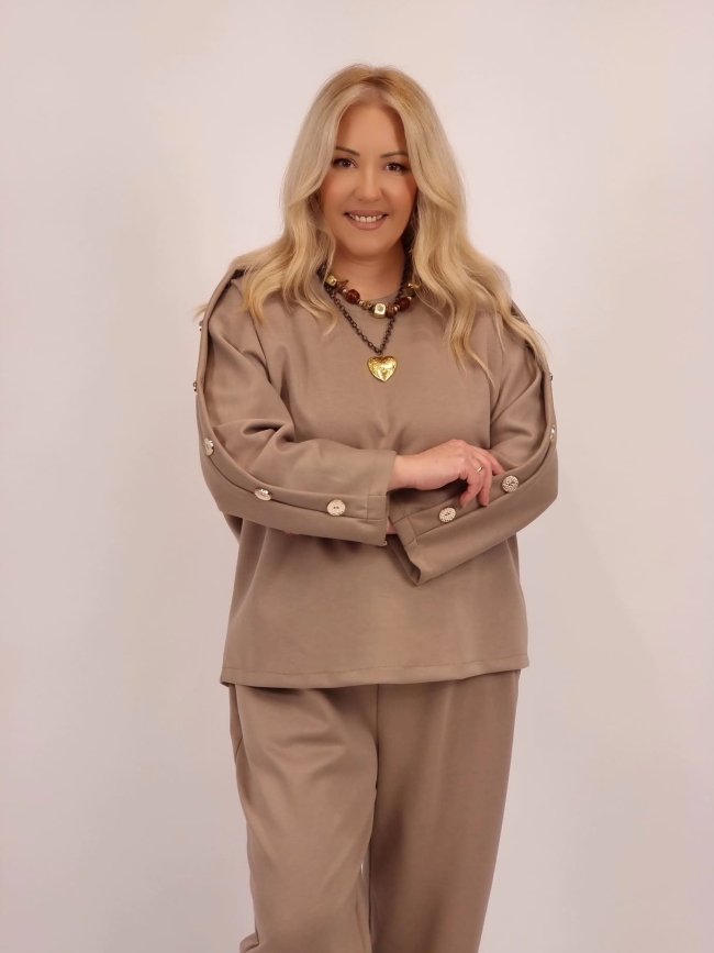 Μπλούζα Με Κουμπιά Μανίκια -Μαύρο Μπλούζα Με Κουμπιά Μανίκια -Μαύρο