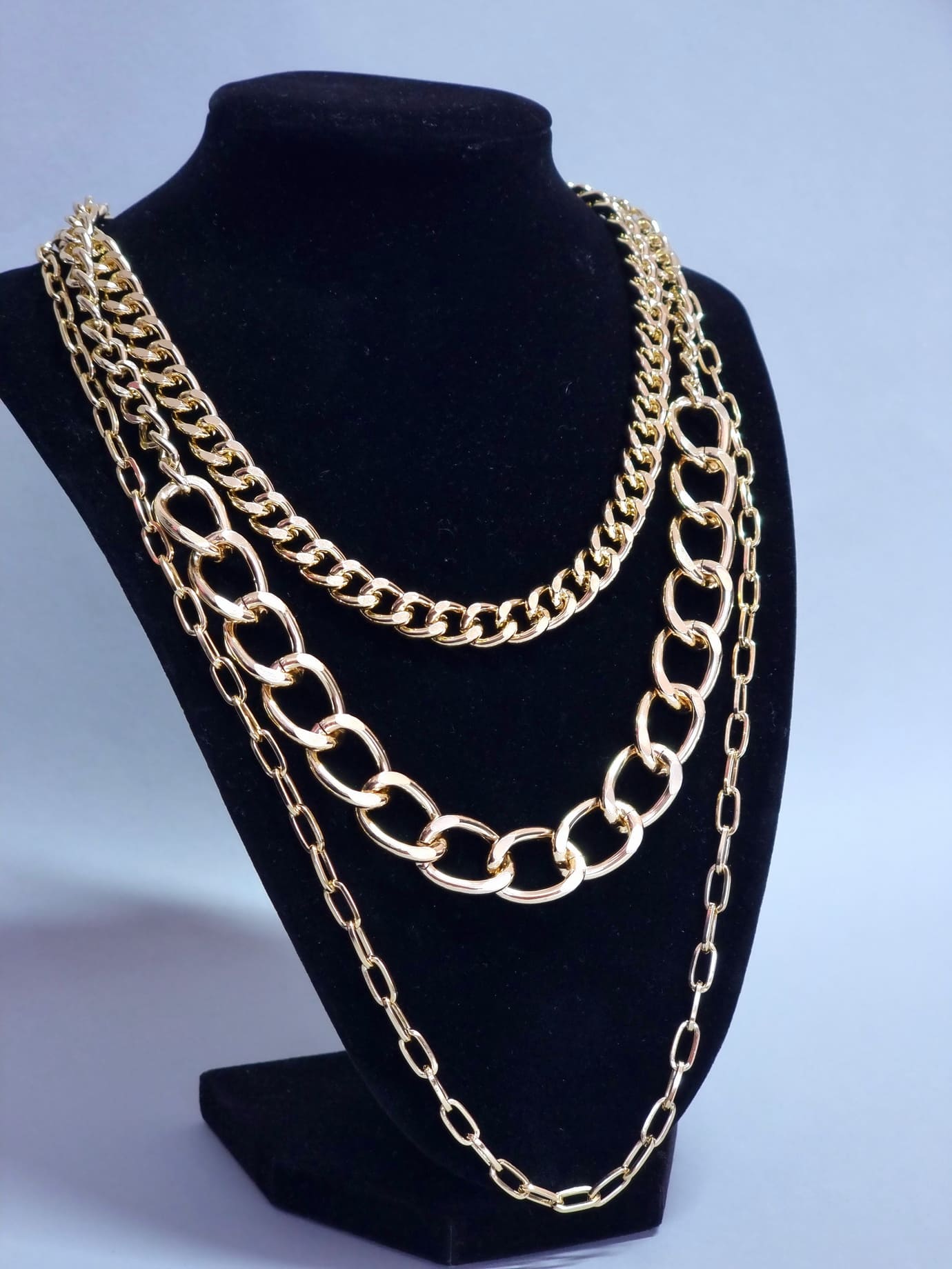 Κολιές Τριπλό Αλυσίδες - Χρυσό Κολιές Τριπλό Αλυσίδες - Χρυσό