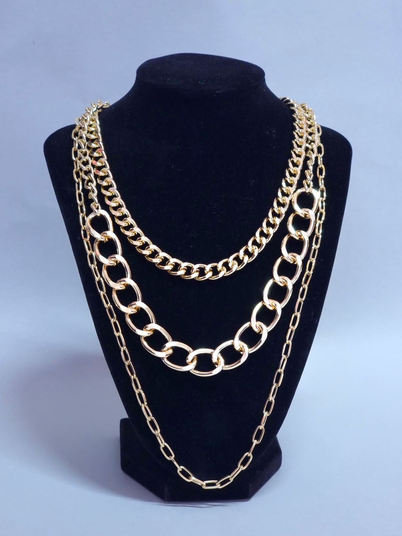 Κολιές Τριπλό Αλυσίδες - Χρυσό Κολιές Τριπλό Αλυσίδες - Χρυσό