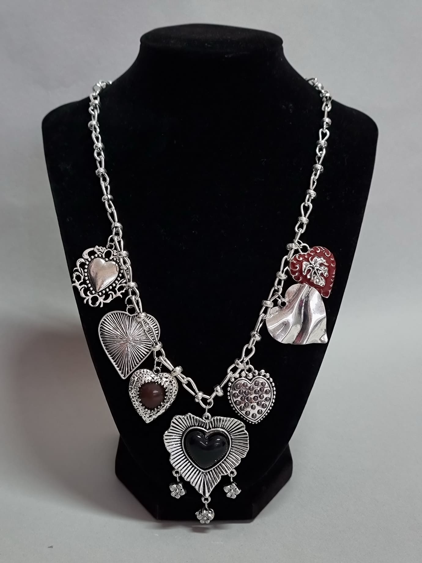 Κολιέ Καρδιά Μαύρη Πέτρα -Ασημί Κολιέ Καρδιά Μαύρη Πέτρα -Ασημί