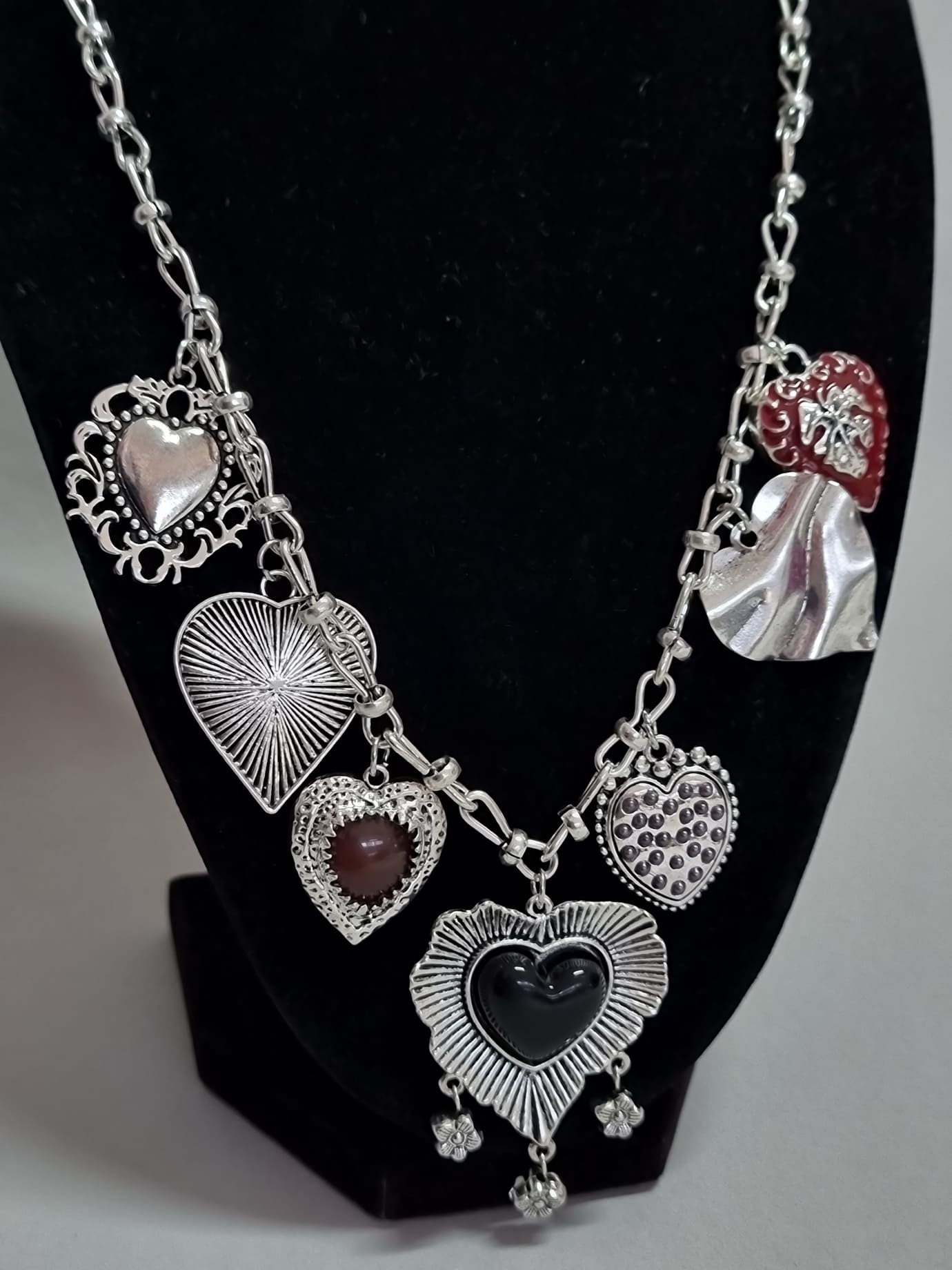 Κολιέ Καρδιά Μαύρη Πέτρα -Ασημί Κολιέ Καρδιά Μαύρη Πέτρα -Ασημί