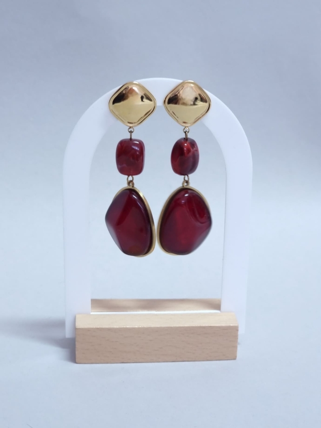Σκουλαρίκια Καρφωτά Κόκκινη Πέτρα
