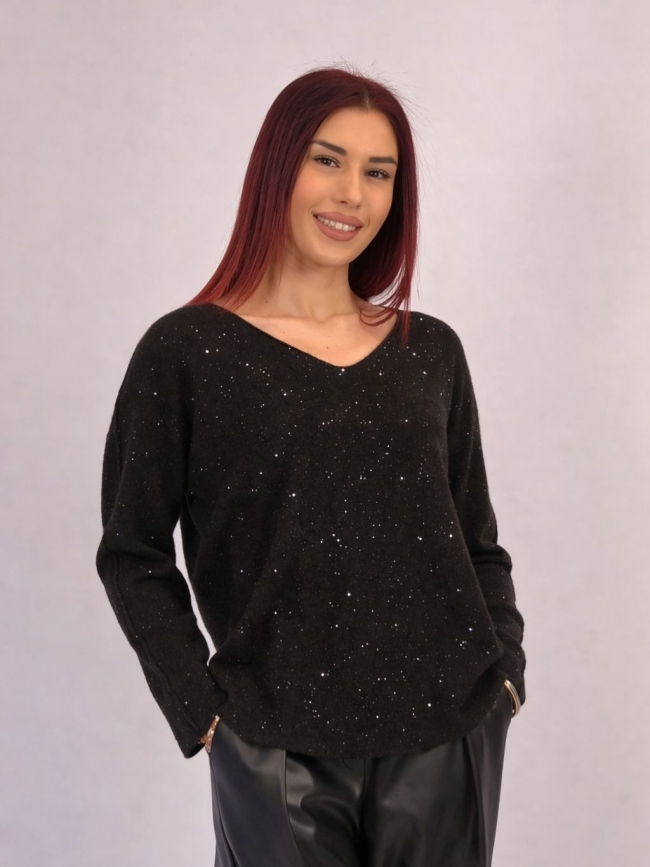 Μπλούζα Πλεκτή Με Παγιέτα- Μαύρο Μπλούζα Πλεκτή Με Παγιέτα- Μαύρο
