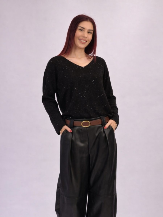 Μπλούζα Πλεκτή Με Παγιέτα- Μαύρο Μπλούζα Πλεκτή Με Παγιέτα- Μαύρο