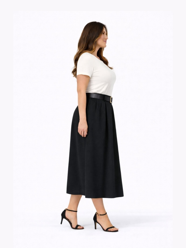 Φούστα Μίντι Με Ζώνη-Μαύρο