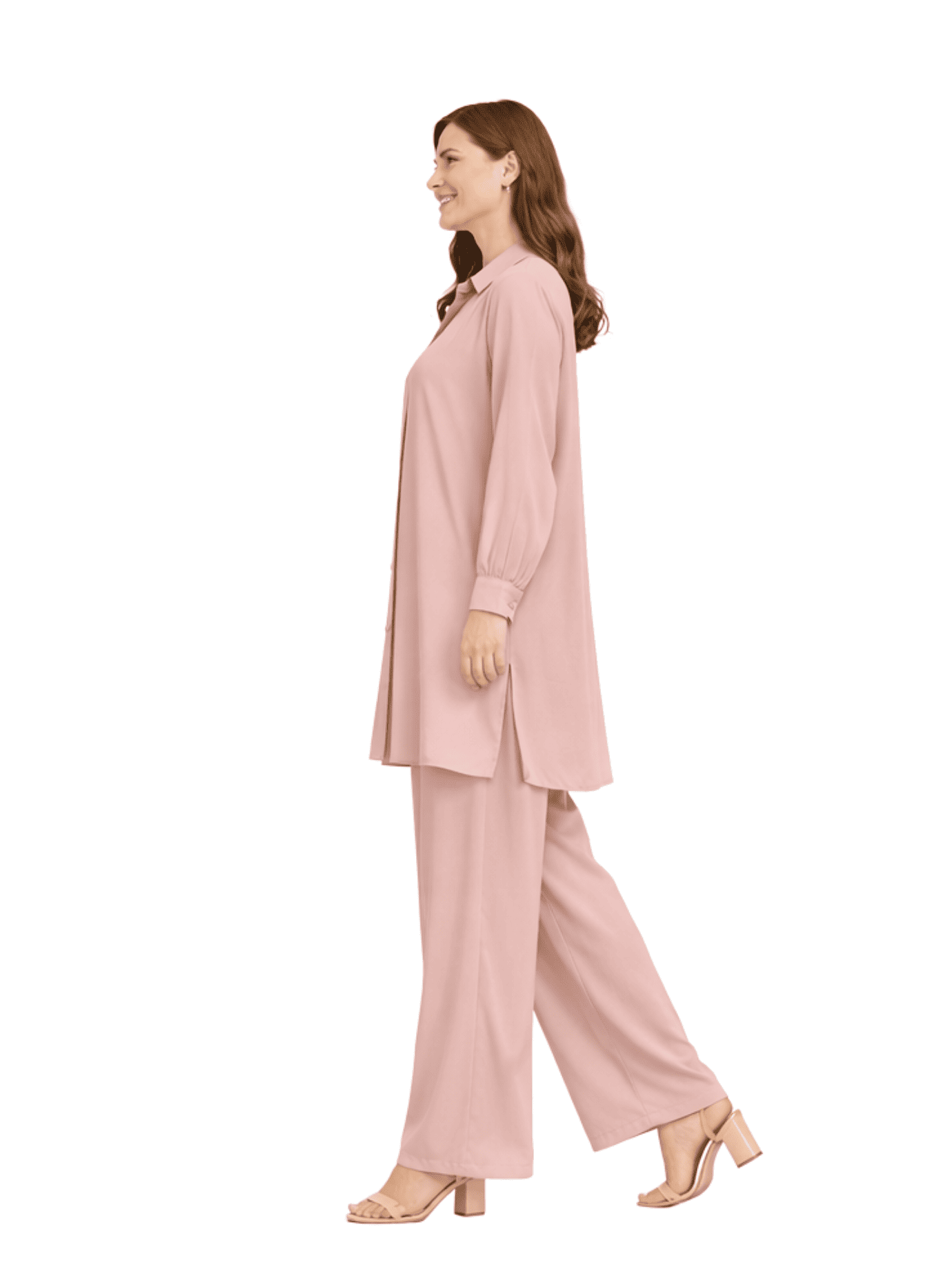 Σετ Πουκαμίσα Μακριά Παντελόνα-Ρόζ Πούδρα Σετ Πουκαμίσα Μακριά Παντελόνα-Ρόζ Πούδρα