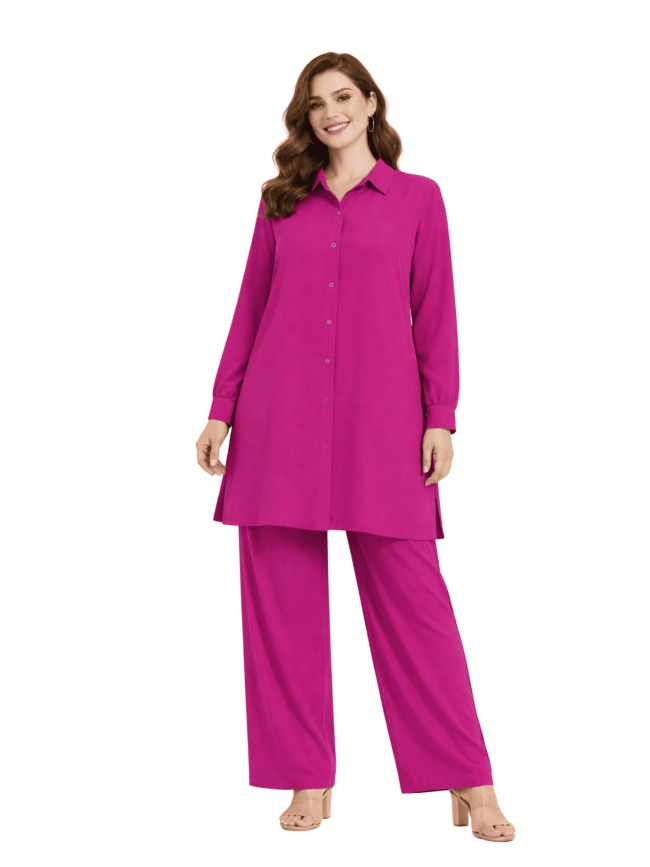 Σετ Πουκαμίσα Μακριά Παντελόνα-Ματζέντα