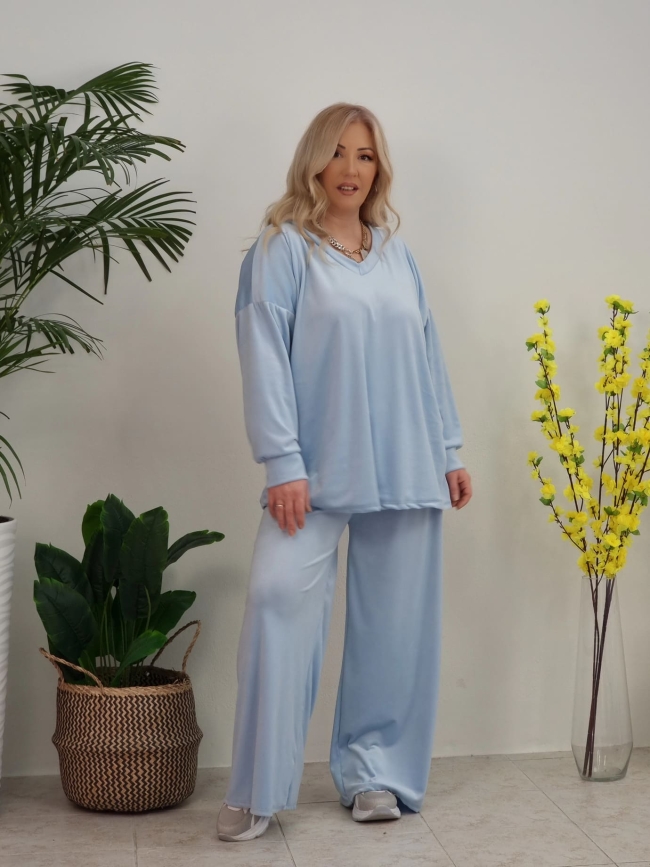 Σετ Oversized Velvet-Γαλάζιο