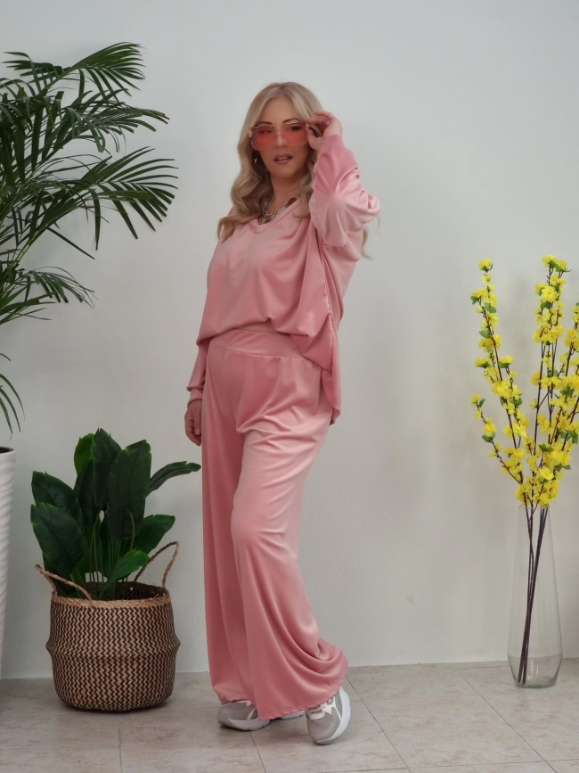 Σετ Oversized Velvet-Ρόζ