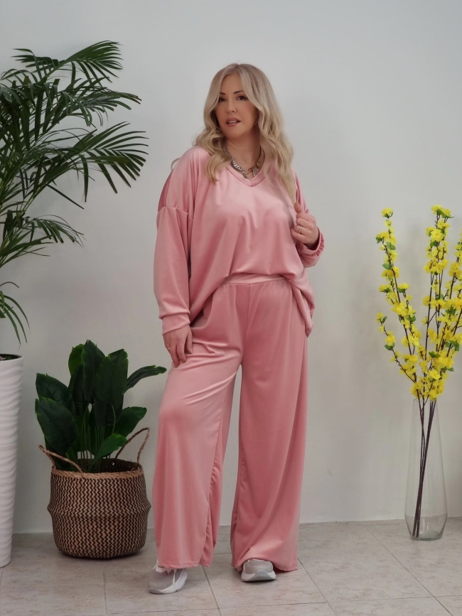 Σετ Oversized Velvet-Ρόζ