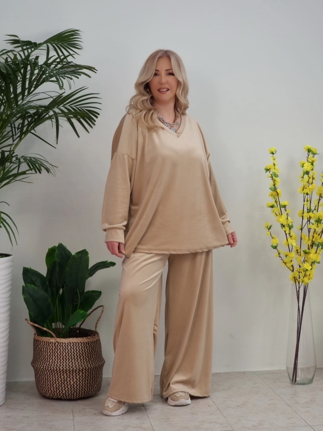 Σετ Oversized Velvet-Μπέζ