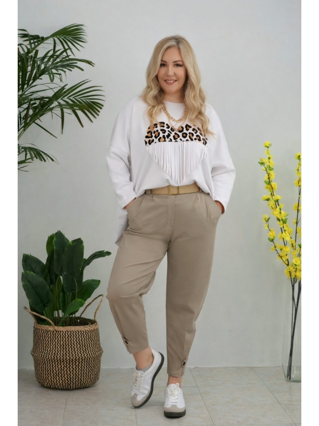 Μπλούζα  Oversized Κρόσσια Καρδιά-Λευκό