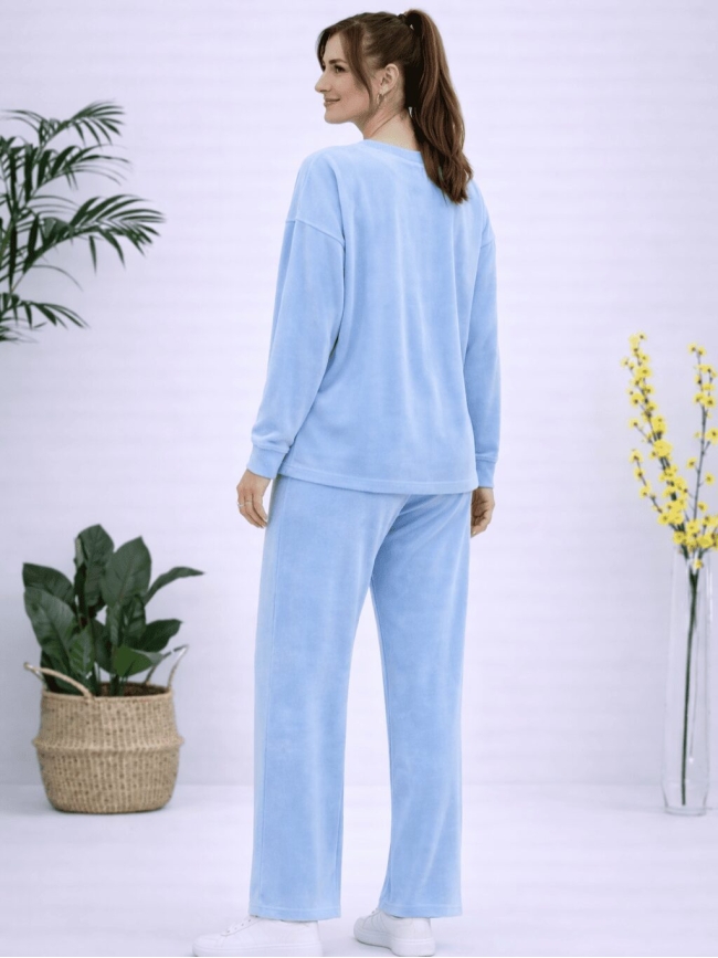 Σετ Βελουτέ V Λαιμόκοψη-Γαλάζιο