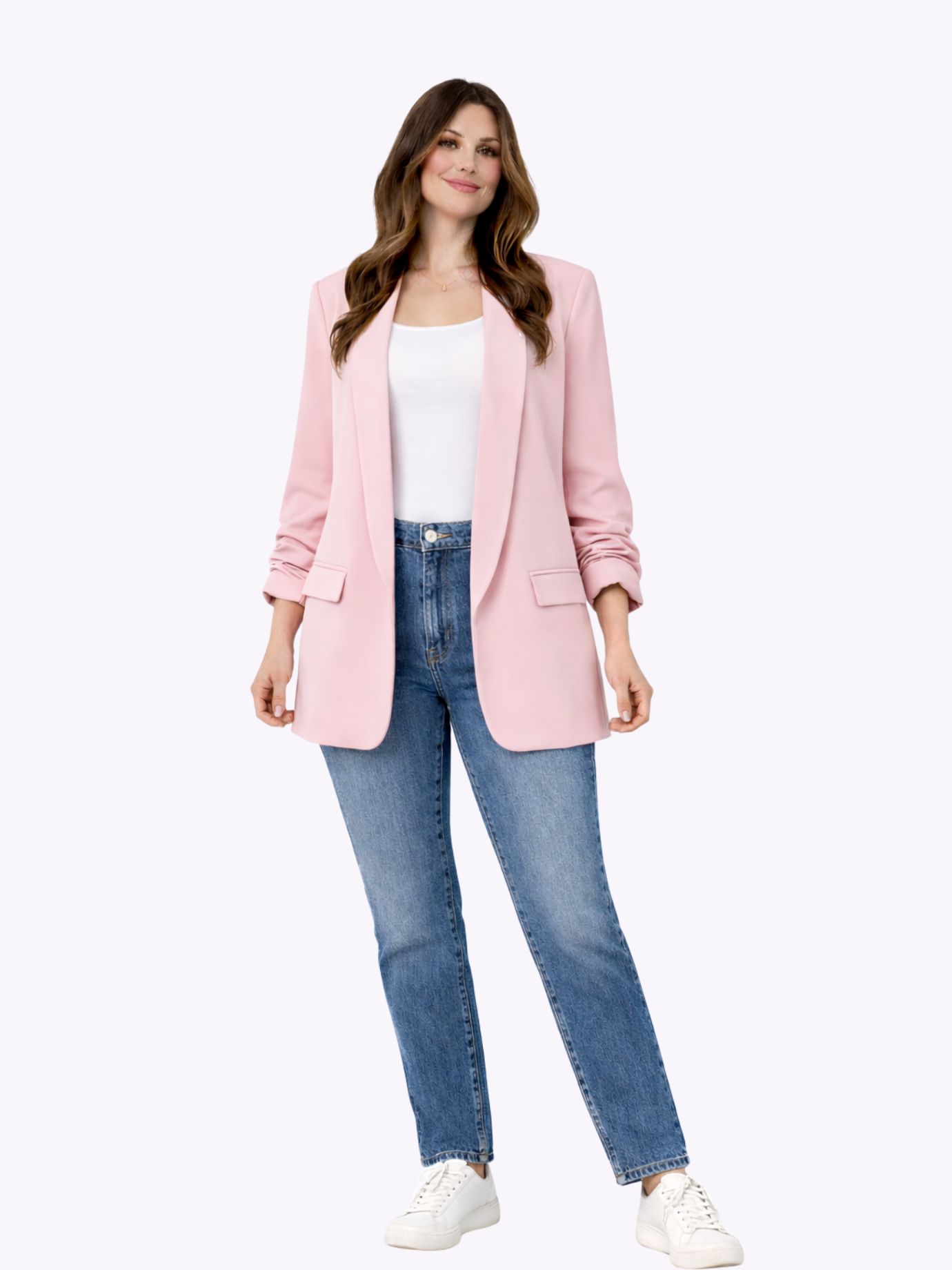 Σακάκι Oversize Με Σούρα Στο Μανίκι-Ροζ Σακάκι Oversize Με Σούρα Στο Μανίκι-Ροζ