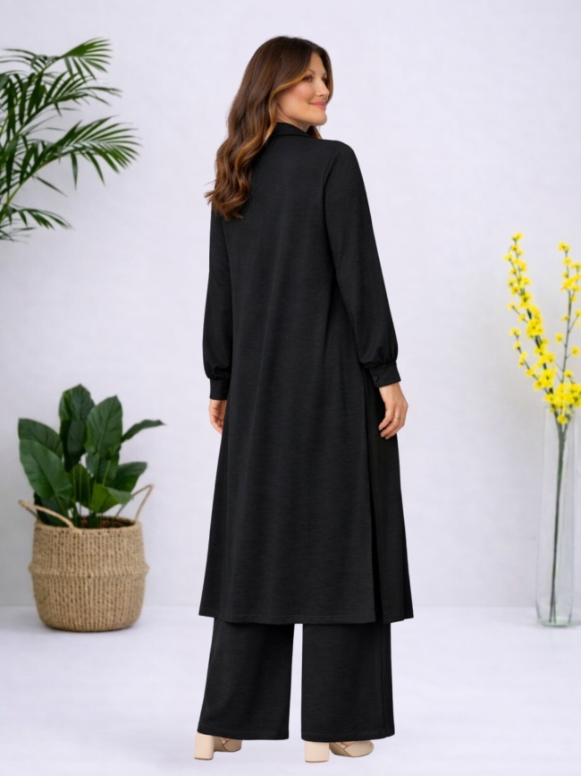 Σετ Πουκαμίσα Μακριά Παντελόνα-Μαύρο