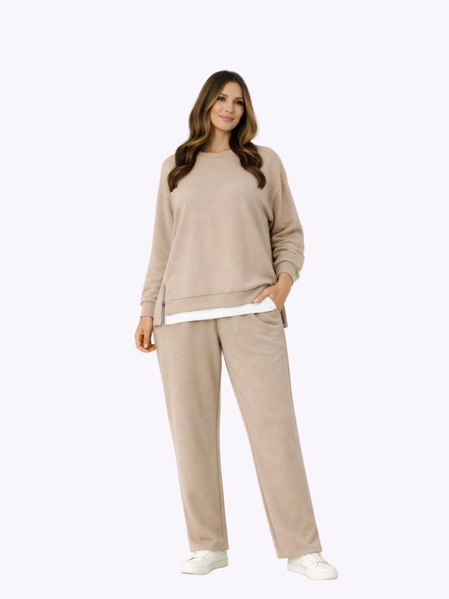 Σετ Casual Λεπτομέρεια Φερμουάρ-Μπέζ