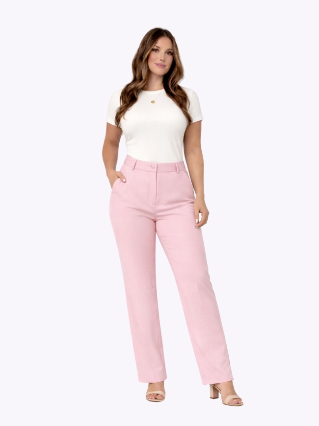 Παντελόνι Oversize Ψηλόμεσο Γραφείου-Ροζ