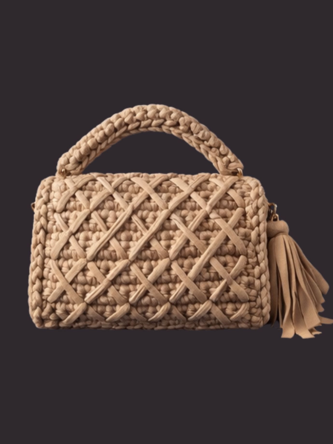 Πλεκτή Τσάντα με Χερούλι και Αλυσίδα – Μπέζ Πλεκτή Τσάντα με Χερούλι και Αλυσίδα – Μπέζ