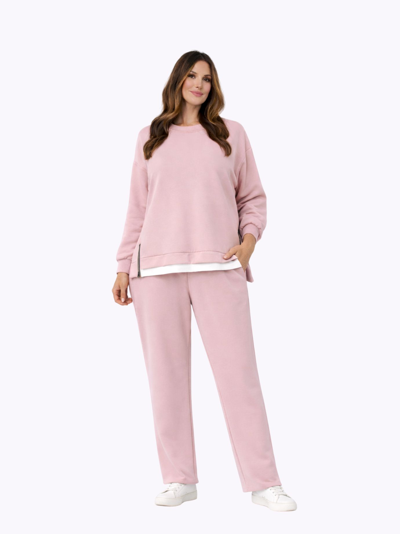 Σετ Casual Λεπτομέρεια Φερμουάρ-Ροζ Σετ Casual Λεπτομέρεια Φερμουάρ-Ροζ