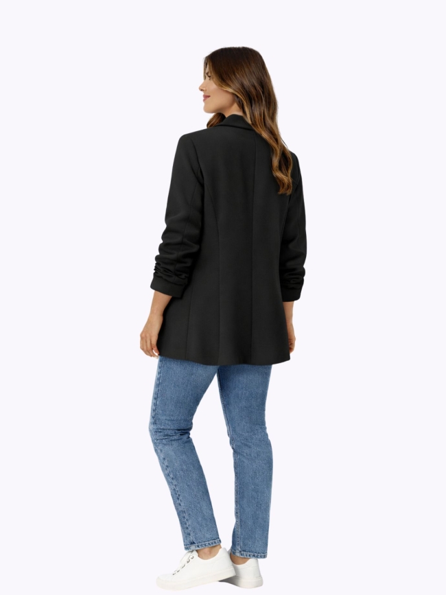 Σακάκι Oversize Με Σούρα Στο Μανίκι-Μαύρο