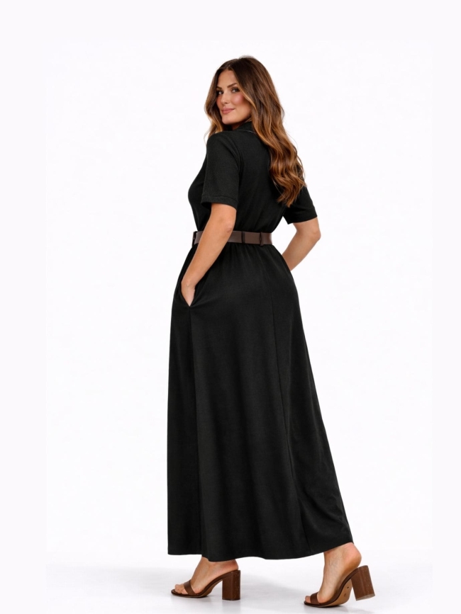 Φόρεμα Με Γιακά Μπλούζα Φούστα-Μαύρο