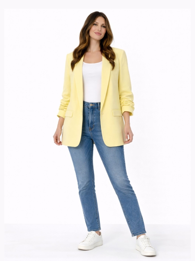 Σακάκι Oversize Με Σούρα Στο Μανίκι-Λεμονί