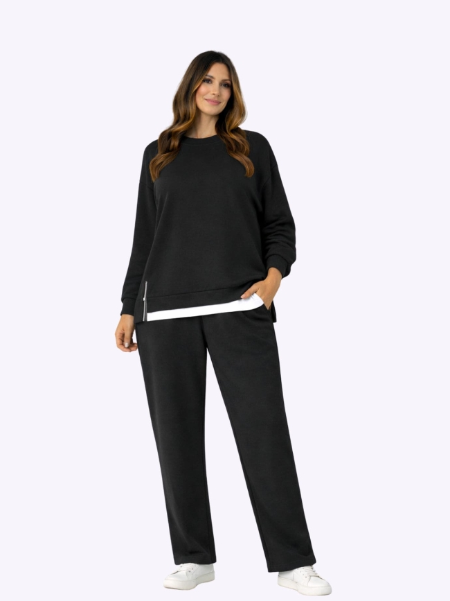 Σετ Casual Λεπτομέρεια Φερμουάρ-Μαύρο