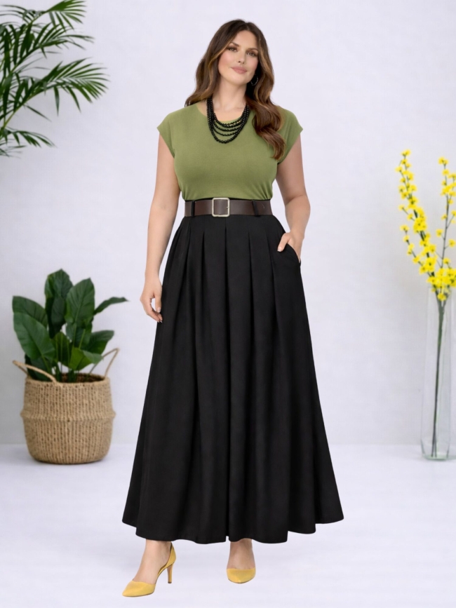 Φόρεμα Αμάνικο Με Φαρδιά Ζώνη-Μαύρο