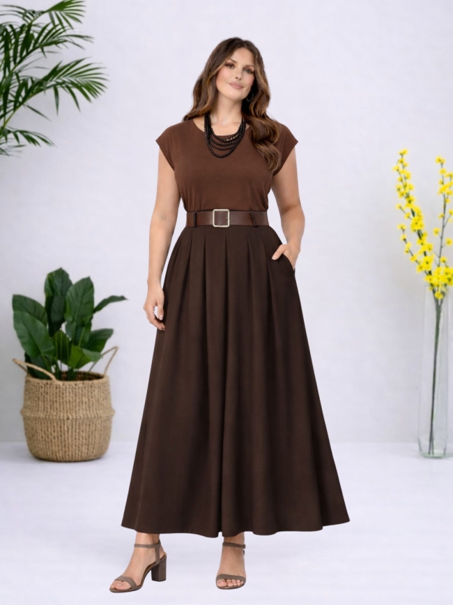 Φόρεμα Αμάνικο Με Φαρδιά Ζώνη-Μαύρο