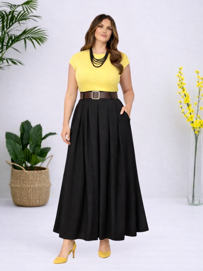 Φόρεμα Αμάνικο Με Φαρδιά Ζώνη-Μαύρο