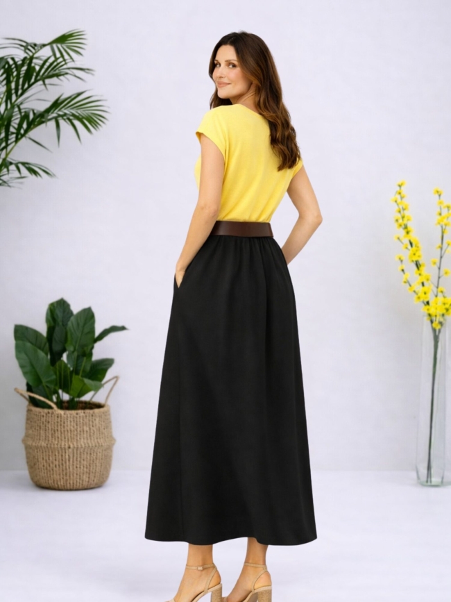 Φόρεμα Αμάνικο Με Φαρδιά Ζώνη-Ροζ