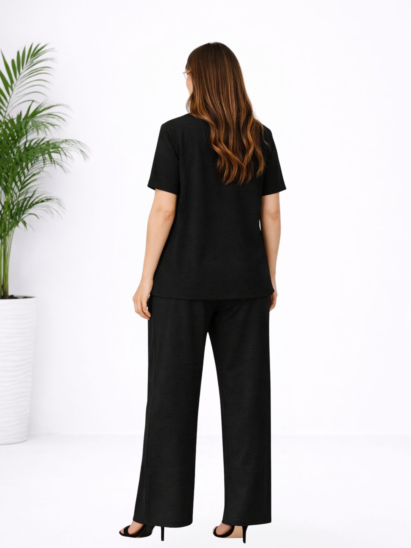 Σετ Oversize Μπλούζα Παντελόνι 2 Φουλάρια-Μαύρο - Image 2